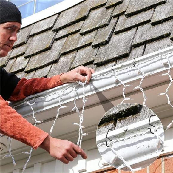 Light Hanger Christmas Gutter Light Hook Metal Outdoor Gutter (Black, 80 Pieces) - Picture 6 of 7